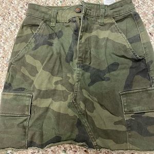 high rise Camo Jean skirt